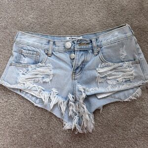OneTeaSpoon super low waist denim shorts